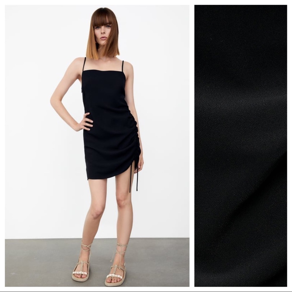 🌹NWOT. Zara Black Draped Mini Dress. Size M.